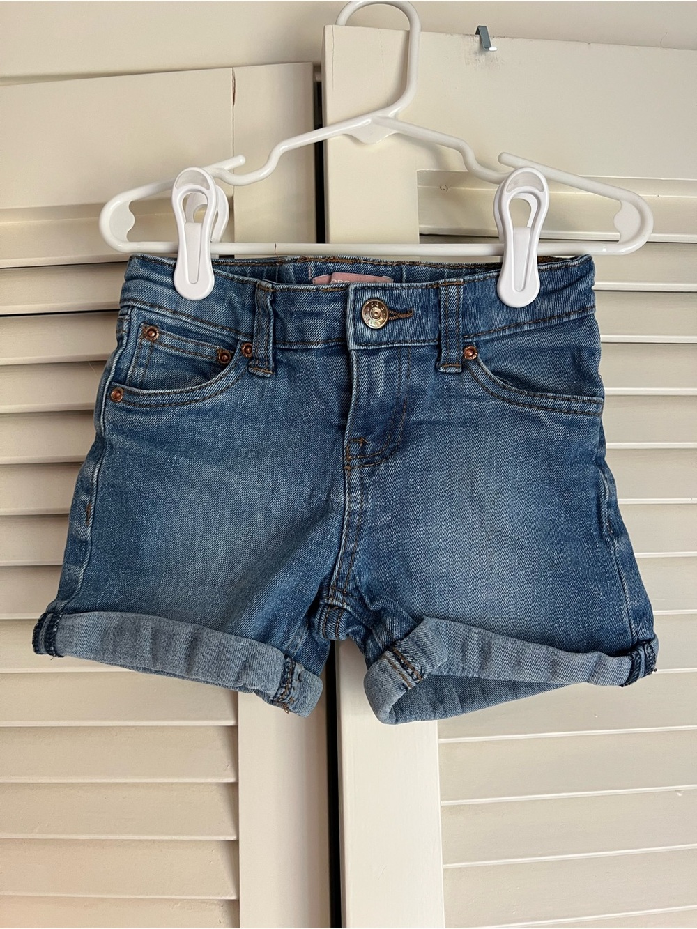 BCBG Girls Size 6 Cuffed Denim Jean Shorts Adjustable Waist